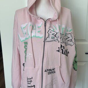 BRATZ full zip Y2K Hoodie Pink‎ Size XL